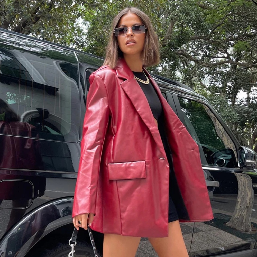 Princess Polly red leather blazer